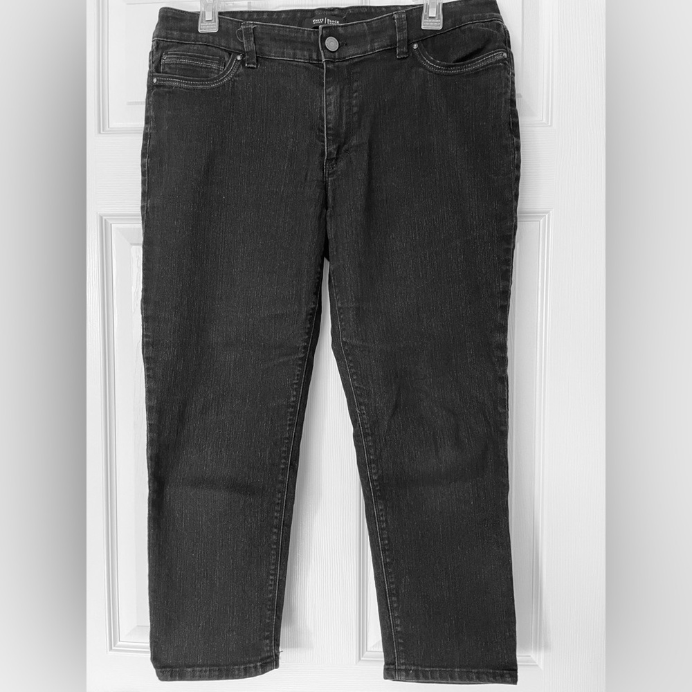 EUC WHBM Black Skinny Jeans Mid-to-High Rise Sleek Capsule Wardrobe Staple